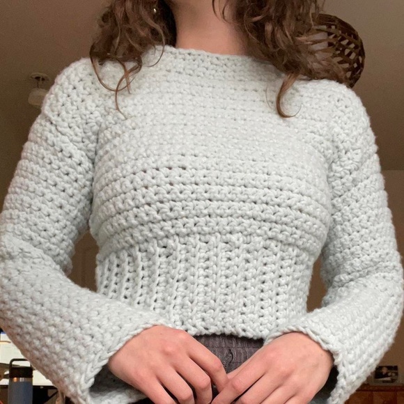 Tops - Handmade crochet fleece sweater!!